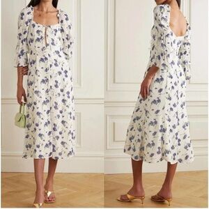 Reformation ‘Roberta Midi Dress’ dark blue floral midi